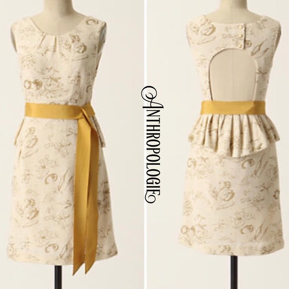 Anthropologie Dresses & Skirts - NWT ANTHROPOLOGIE ruffle back dress in gold leaf